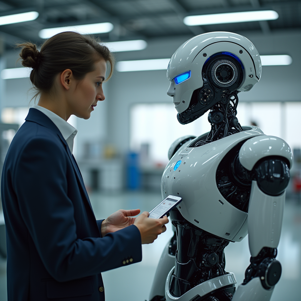 Technician servicing NeuronX robot with tools